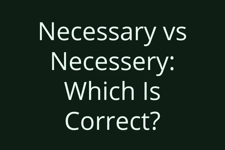 Necessary Vs Necessery Which Is Correct