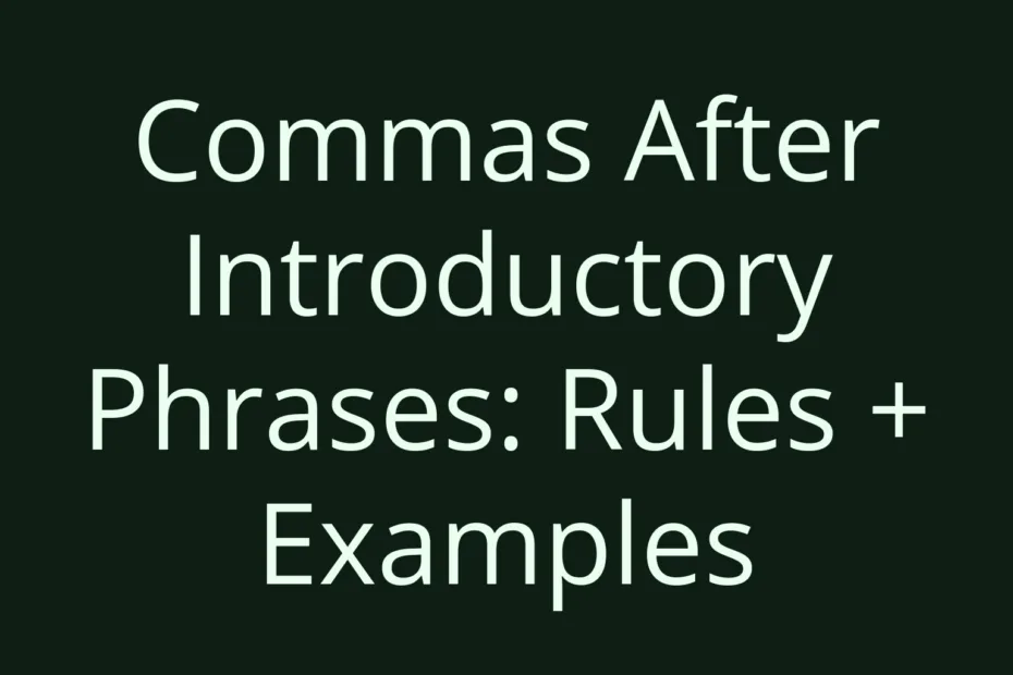 Commas After Introductory Phrases Rules Examples