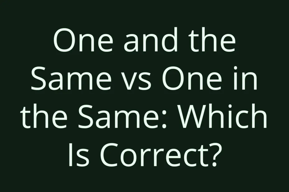One And The Same Vs One In The Same Which Is Correct